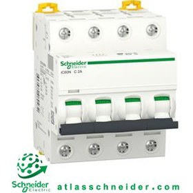 تصویر کلید فیوز مینیاتوری MCB اشنایدر 4 پل 2 آمپر A9F74402 -کلید مینیاتوری A9F74402 