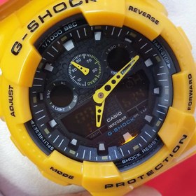 تصویر ساعت مچی مردانه و پسرانه کاسیو جی شاک دور قاب زرد پررنگ CASIO G SHOCK 