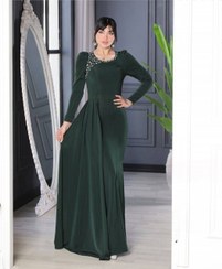 تصویر پیراهن مجلسی ماهلین سایز ۳۸-۴۰-۴۲-۴۴-۴۶-۴۸ رنگ مشکی و سبز 