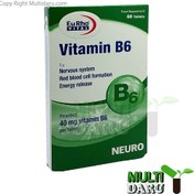 تصویر قرص ویتامین ب6 یوروویتال ۶۰ عددی 