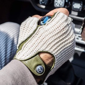 تصویر دستکش مدل نیمه چرم بافت کد G13 - بژ - 13 