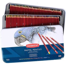 تصویر مداد پاستل گچی 72 رنگ درونت جعبه فلز ا Derwent 72 Color Pastel Pencils Derwent 72 Color Pastel Pencils