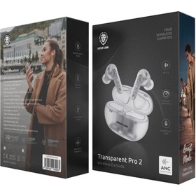 تصویر هندزفری بلوتوث شفاف گرین لاین مدل Green Transparent Pro 2 Green Lion Transparent Pro 2 Wireless Earbuds