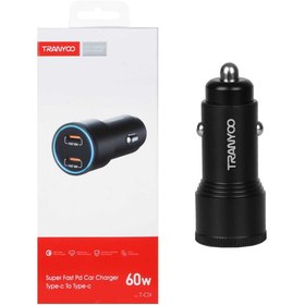 تصویر شارژر فندکی فست Tranyoo مدل T-C24 60Wدو پورت - مشکی‌تاپ‌گارد 