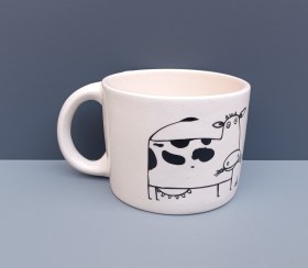 تصویر ماگ طرح گاو مدل استوانه ای کوتاه