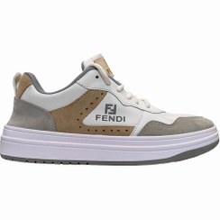 تصویر فندی مردانه سفید کرم (FENDI) Men's sports shoes, Fendi model, cream white (FENDI)