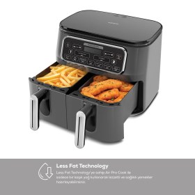 تصویر سرخکن بدون روغن دوقلوی کاراجا مدل Air pro cook duo tandir Karaca Air Pro Cook Duo Tandır XXXL 8 Litre Aırfryer Space Gray Black