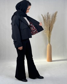 تصویر ترنچ کت زنانه مدل پاییزه رنگ مشکی 