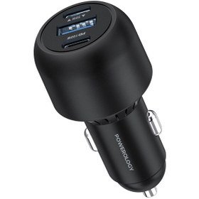 تصویر شارژر فندکی پاورولوجی مدل PCCSR007-C به همراه کابل تایپ سی Powerology PCCSR007-C car charger with type-c cable