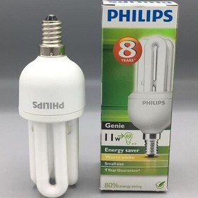 تصویر لامپ کم مصرف فیلیپس 11 وات لوستری ( شمعی ) 12 عددی 