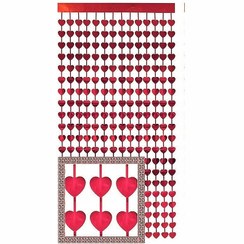 تصویر پرده متالایز قلبی قرمز 