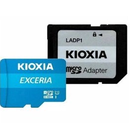 تصویر کارت حافظه‌ microSDHC کیوکسیا مدل EXCERIA کلاس 10 استاندارد UHS-I U1 سرعت 100MBps ظرفیت 64 گیگابایت به همراه آداپتور SD 