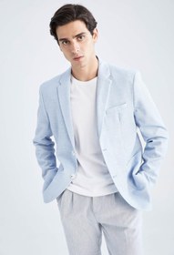 تصویر کت تک مردانه آبی دیفاکتو Slim Fit Astarlı Blazer Ceket