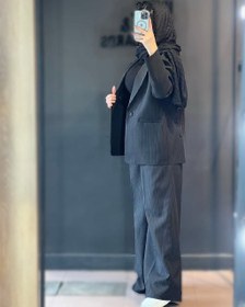 تصویر ست کت و شلوار پرشیا دو نخ پشت دکمه رنگ طوسی 