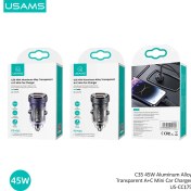 تصویر شارژر فندکی یوسمز CC175 C35 USAMS US-CC175 C35 Transparent Dual USB Mini Car Charger