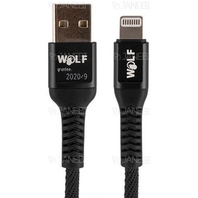 تصویر کابل شارژ و انتقال داده لایتنینگ Wolf Lightning Cable 1m 