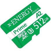 تصویر کارت حافظه microSDXC ایکس انرژی مدل Prime کلاس A2 استاندارد UHS-I U3 سرعت 80MBps ظرفیت 512 گیگابایت به همراه آداپتور SD 