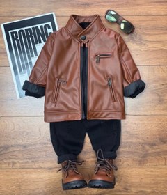 تصویر کت تک چرم اسپرت - مشکی / S 