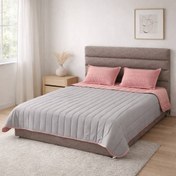 تصویر سرویس روتختی بهاره دو رو دو نفره 4 تکه مدل صبا - طوسی صورتی 