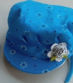 تصویر کلاه دخترانه نوزادی (233004) - آبی / طرح گلدار 