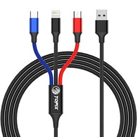 تصویر کابل تبدیل USB به لایتنینگ/USB-C/microUSB تاپیکس مدل TS-03 طول 1.2 متر ا Topix TS-03 USB to microUSB/ Lightening/ USB-C Cable 1.2m Topix TS-03 USB to microUSB/ Lightening/ USB-C Cable 1.2m