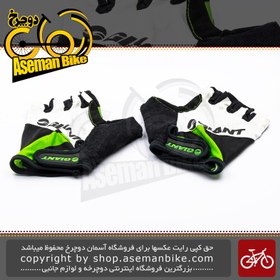 تصویر دستکش دوچرخه سواری جاینت نیم پنجه طرح پی بایت سبز مشکی Giant Bicycle Glove P-Byte Half Green Black 