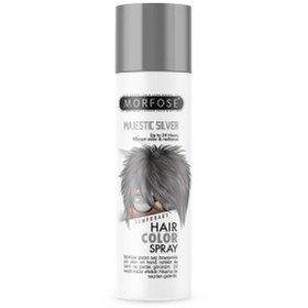 تصویر اسپری رنگ مو موقت مورفوس Morfose رنگ نقره ای حجم ۱۵۰ میلی لیتر Morfose hair color spray, silver color, 150 ml