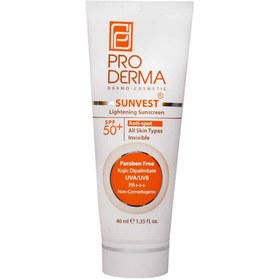 تصویر کرم ضد آفتاب پرودرما SPF50 حجم ۴۰ میلی لیتر بی رنگ 