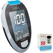 تصویر دستگاه قند خون گالا به همراه 50 عدد نوار 