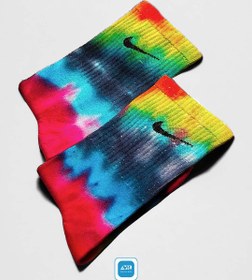 تصویر جوراب نایک پنبه ای تای دای رنگین کمانی - ج Rainbow Tie Dye Sock