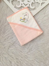 تصویر حوله نوزادی قواره ۷۰ رنگ گلبهی 