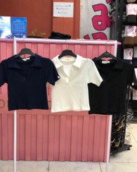 تصویر کراپ یقه شکاری استین کوتاه 