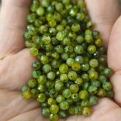 تصویر مهره سنگ زبرجد افغان تراش جواهری 4میل اصل معدنی سوراخ دار 