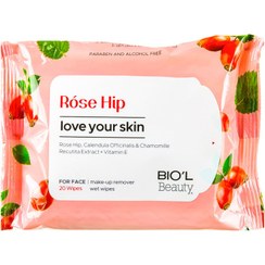 تصویر دستمال مرطوب بیول مدل Rose HiP بسته 20 عددی 