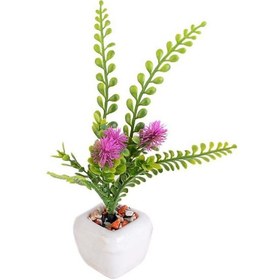 تصویر گلدان به همراه گل مصنوعی طرح گل انگشتی 