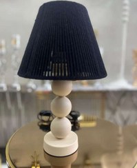 تصویر آباژور رومیزی تمام فلز مدل سه گوی با شید نخی 