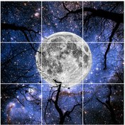 تصویر آسمان مجازی کهکشان و ماه 