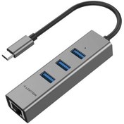 تصویر هاب 4 پورت USB-C لنشن Lention مدل C23s خاکستری 
