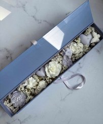 تصویر باکس شمع گل - مشکی / سفید،صورتی و یاسی 