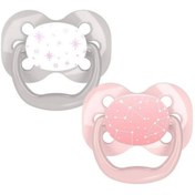 تصویر پستانک 2 عددی ارتودنسی 0-6 ماه طوسی و صورتی 12001 دکتر براون Dr brown's Orthodontic pacifier 2 pieces 0-6 months 12001