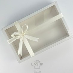 تصویر جعبه کلاسیک عطف دار مستطیل با در طلقی | جعبه فینگرفود ، جعبه شیرینی، بسته بندی آجیل 