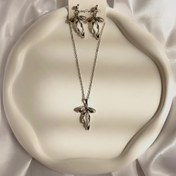 تصویر گردنبند_گوشواره پاپیون توپر 