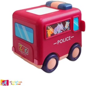 تصویر ماشین بازی مدل اتوبوس حیوانات چرخ دنده ای قدرتی 