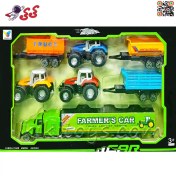 تصویر تراکتور فلزی اسباب بازی با یدک کش و تریلی اسباب بازی سری مشاغل FARMERS CAR H301 