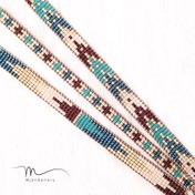 تصویر M0013 _ دستبند فیروزه ای قهوه ای کرم 5 رج 3 رج ( منجوق میوکی ) 