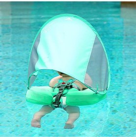 تصویر جدیدترین شناور استخر بچه غیر بادشدنی با سایبان و حلقه شنا محکم برند lennd Newest Non-inflatable Baby Pool Float with Canopy and Solid Swimming Waist Ring