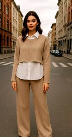 تصویر ست بافت یقه سفید 