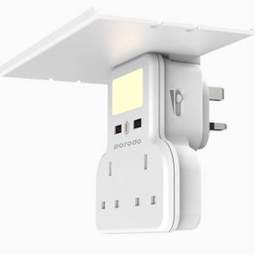 تصویر چندراهی برق پورودو Multi- Function Socket andدارای لامپ شب توان 12 وات Multi- Function Socket and Night Light 12W