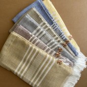 تصویر حوله حمام و مسافرتی دست‌بافت پنبه‌ای طرح سنتی خراسان جنوبی سایز ۸۰×۱۹۰ 