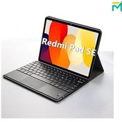 تصویر قاب وکیف کلاسوری + کیبورد شیائومی Redmi Pad SE برای تبلت Redmi Pad SE کاور مغناطیسی جداشدنی بی‌سیم عربی و کیبورد انگلیسی Xiaomi Redmi Pad SE (11 اینچ) 2023 (باماوس تاچی) 